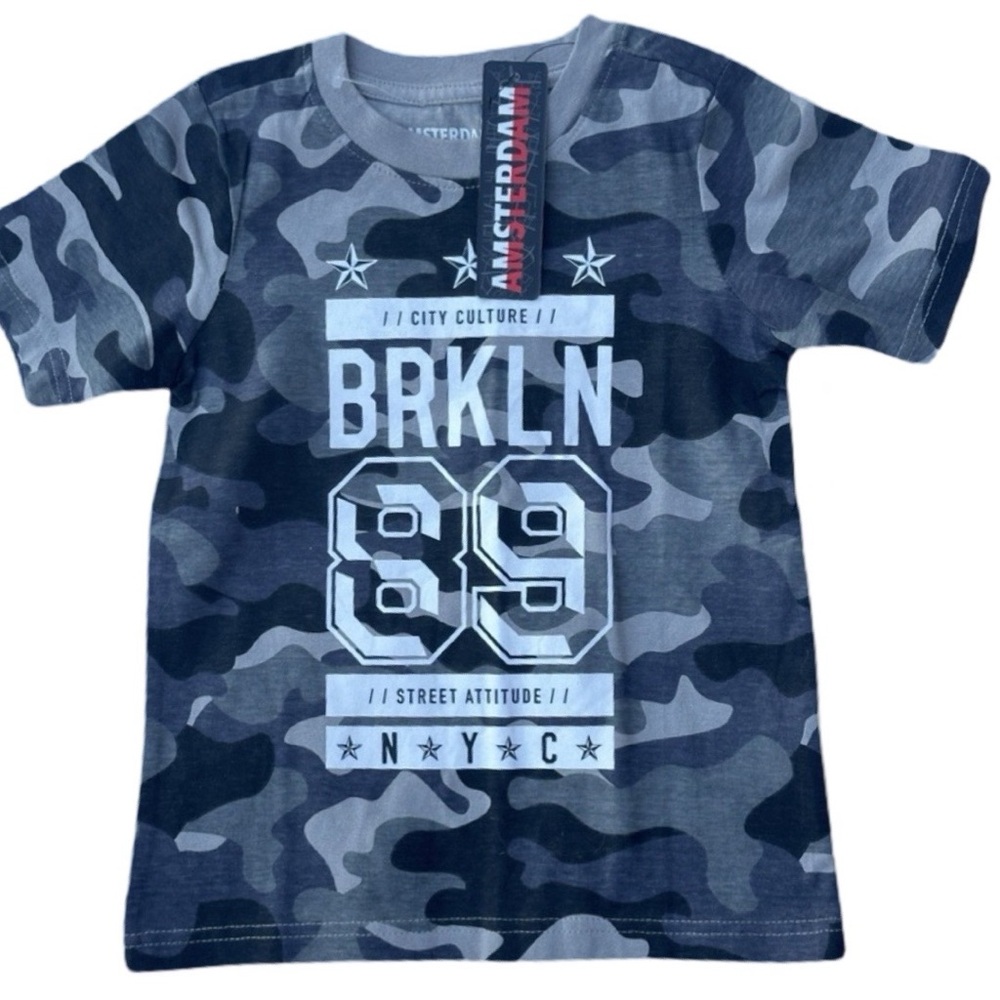 BRKLN 89 NYC Amsterdam T-shirt Grey Camouflage Size Boys 4T NWT